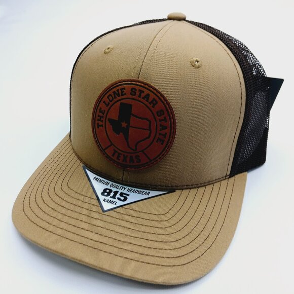 The Lone Star State Texas Patch Brown And Tan Mesh Snap Back Hat - Picture 3 of 4
